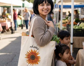 Personalizable Handpainted Sunflower Tote Bag