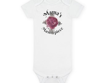 Mama's Masterpiece Baby Onesie |Handpainted Floral Design