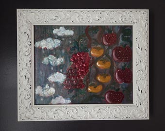 Professionally framed Textured Oil Painting of Fruit