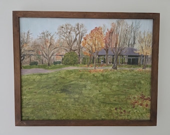 Park in the Fall, Framed Acrylic Painting