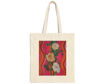 Pink and White Flowers Canvas Tote Bag
