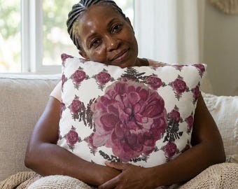 Custom Handpainted Pillowcase | Floral Square Throw Pillow Cover