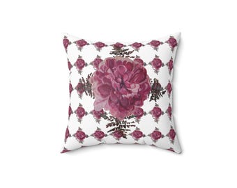 Handpainted Dahlia Pillow | Custom Floral Square Throw Pillow