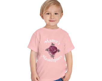 Toddler Short Sleeve Pink Tee with Handpainted Flower Design