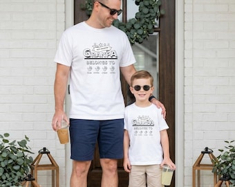 Personalized Grandpa Handprint Shirt, Father Son Matching Gift, Vintage Tool Style T-Shirt