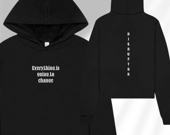 Affirmation Hoodie, Vertical Text Back Design, Positive Quote Sweatshirt, Unisex Fit