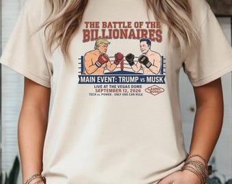 Trump vs Elon Boxing Match Graphic Tee, Billionaire Fight Night Meme Shirt