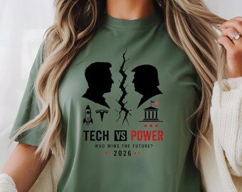 Tech vs Power Political Drama Graphic Tee, 2026 Viral Trend Shirt