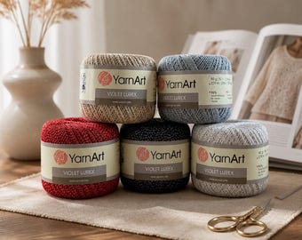 YarnArt Violet Lurex Yarn - 96% cotton and 4% lurex - soft, shiny yarn for crochet and knitting