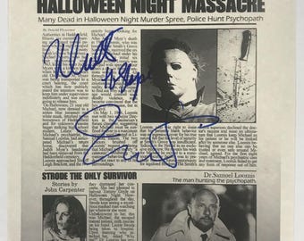 Jamie Lee Curtis & Nick Castle Signed Autographed Halloween 8.5x11 Photo, COA Included