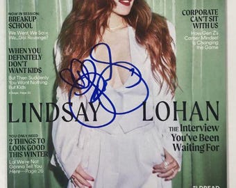 Lindsay Lohan Autographed Cosmopolitan Magazine, COA Included