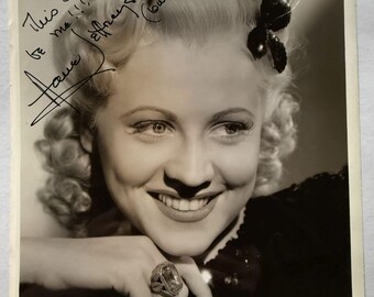 Anne Jeffreys Autographed Vintage 1942 Glossy 8x10 Photo, COA Included