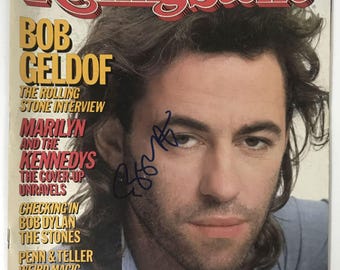 Revista "Rolling Stone" completa firmada por Bob Geldof, certificado de autenticidad incluido.