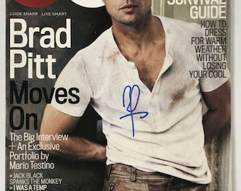 Brad Pitt Autographed GQ Magazine, COA Included