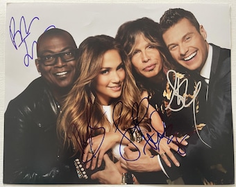 Randy Jackson, Jennifer Lopez, Steven Tyler & Ryan Seacrest Autographed "American Idol" Glossy 8x10 Photo, COA Included