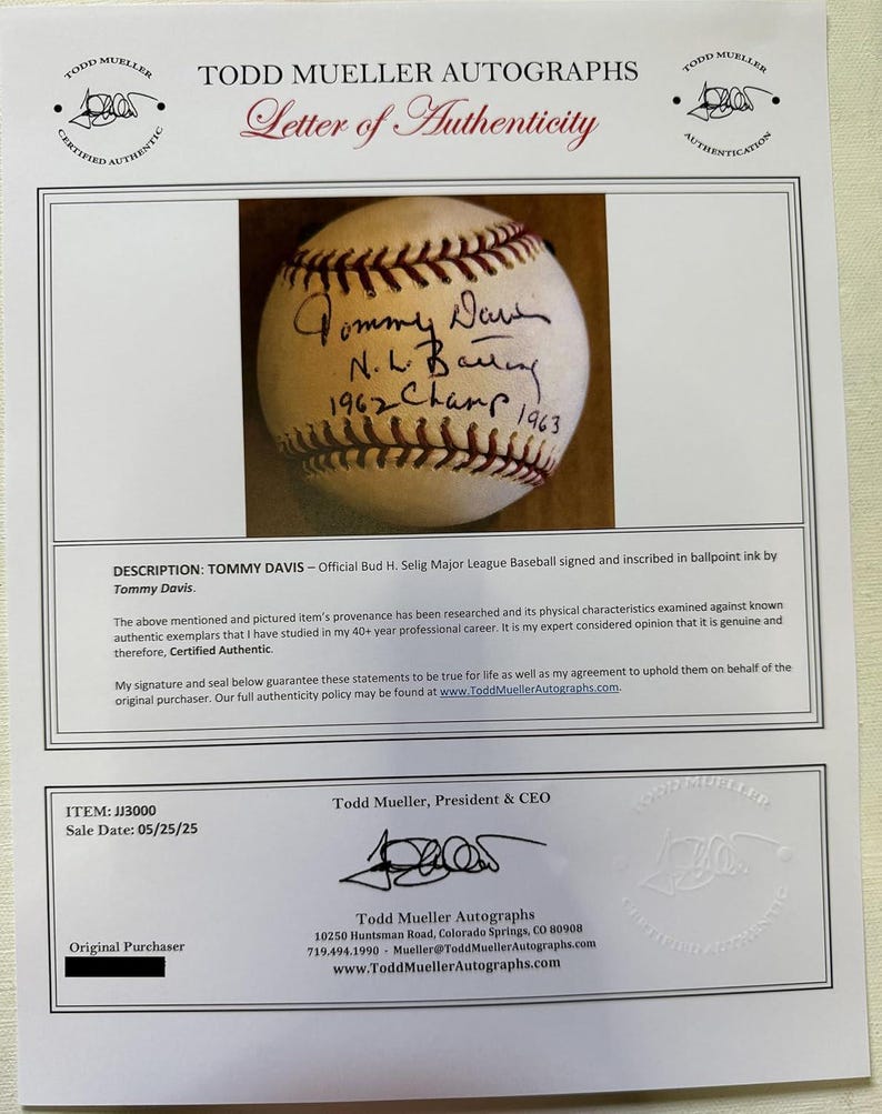 Pelota de béisbol oficial de las Grandes Ligas (OML) autografiada por ...