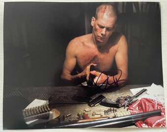 Fotografía brillante de 8x10 pulgadas autografiada por Kevin Bacon de la película "Death Sentence", con certificado de autenticidad incluido.