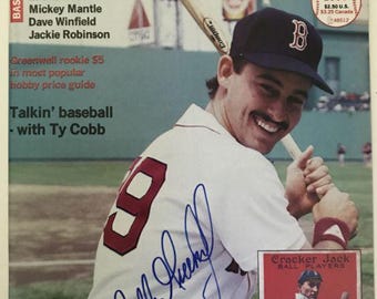 Mike Greenwell Autographed Baseball Card Magazine, COA Included