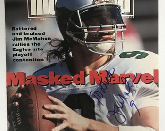Portada de la revista "Sports Illustrated" firmada por Jim McMahon, certificado de autenticidad incluido.