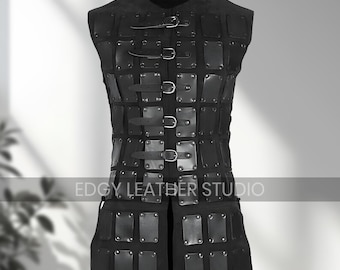 Handmade Black Leather Brigandine Armor | Medieval LARP & Cosplay Costume