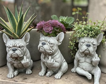 Funny French Bulldog Planter: Dog Succulent Holder, Frenchie Decor, Gift for Dog Lovers