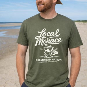Local Menace Tee: Greenhead Nation | Retro Cape Cod Shirt | Coastal Humor Summer Graphic T-Shirt