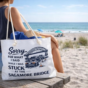 Sagamore Bridge-weekendtas | Grappige Cape Cod-strandtas | Draagtas met verkeershumor