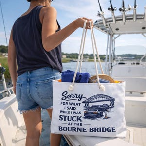 Grappige Cape Cod-weekendtas | Bourne Bridge-draagtas | Strandtas Cape Cod Humor | Weekendreistas