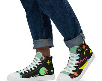 Men’s high top canvas shoes 80s retro shoe bright colors nostalgic