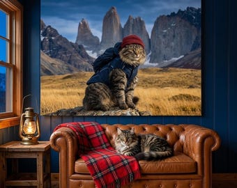 Wilderness Outfit Cat Portrait Canvas - Custom Cat Wall Art