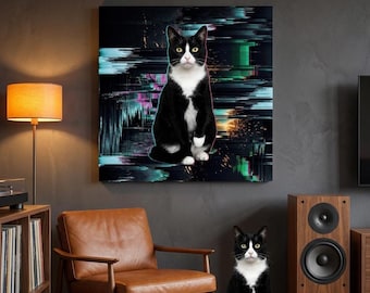 Pixel Sort Cat Portrait Canvas - Custom Cat Wall Art
