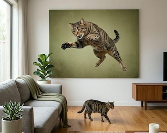 Corridor Escape Cat Portrait Canvas - Custom Cat Wall Art