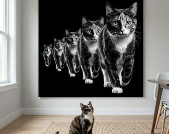 Motion Study Cat Portrait Canvas - Custom Cat Wall Art