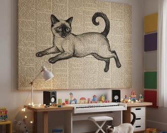 Charcoal Sketch Cat Portrait Canvas - Custom Cat Wall Art