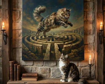 Mythic Forest Dream Cat Portrait Canvas - Custom Cat Wall Art