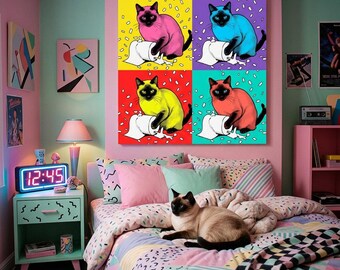 Overstimulated Cat Portrait Canvas - Custom Cat Wall Art