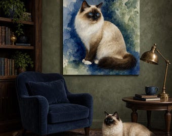 Watercolor Cat Portrait Canvas - Custom Cat Wall Art