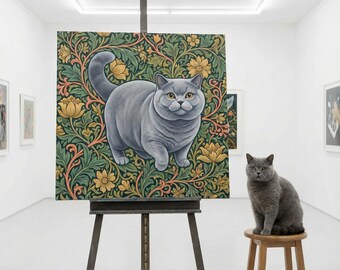 Ornate Float Cat Portrait Canvas - Custom Cat Wall Art