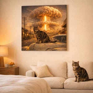 Custom Cat Portrait from Photo, Lightfall Contrast Cat Canvas Print Gift