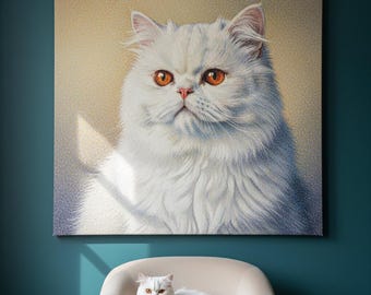 Pointillist Cat Portrait Canvas - Custom Dotted Cat Art