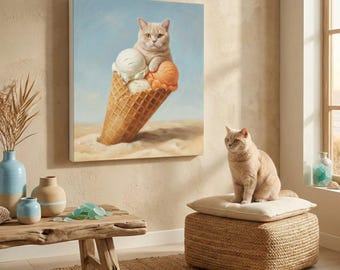 Surreal Accent Cat Portrait Canvas - Custom Cat Wall Art
