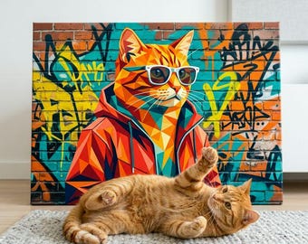 Miami Cool Cat Portrait Canvas - Custom Cat Wall Art