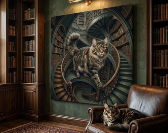 Surreal Dynamic Cat Portrait Canvas - Custom Cat Wall Art