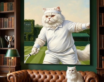 Tennis Country Club Cat Portrait Canvas - Custom Cat Wall Art