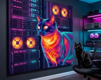 Thermal Pulse Cat Portrait Canvas - Custom Cat Wall Art