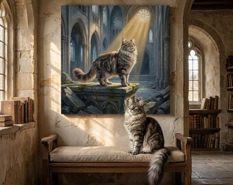 Cathedral Light Cat Portrait Canvas - Custom Cat Wall Art