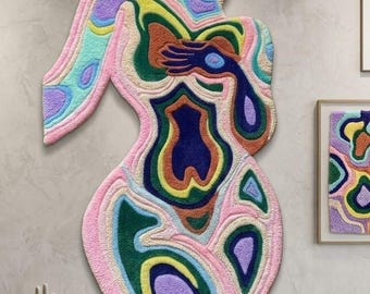 Tapete tufado artesanal: Tapete Bikini Fantasy para decoração de quarto jovem, tapete colorido popular.