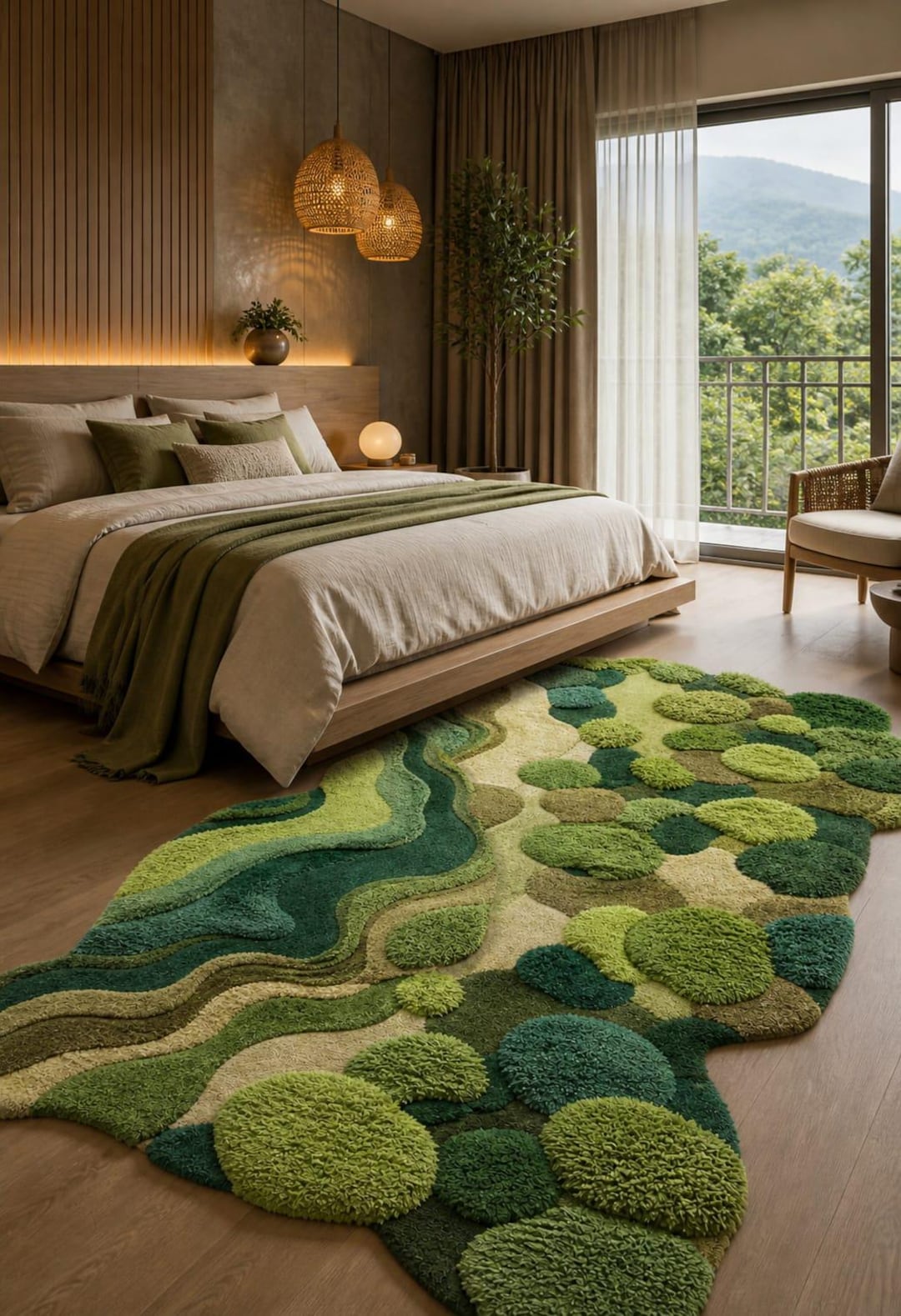 Hand Tufted Moss Rug: 3D Forest Floor Area Rug, Soft Textured Art ...