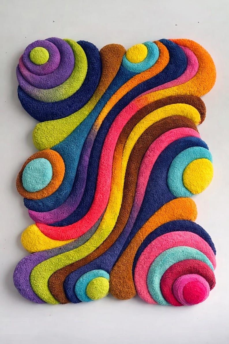 Handmade Tufted Abstract Wall Hanging Rug Wall Art Textile Modern Boho ...