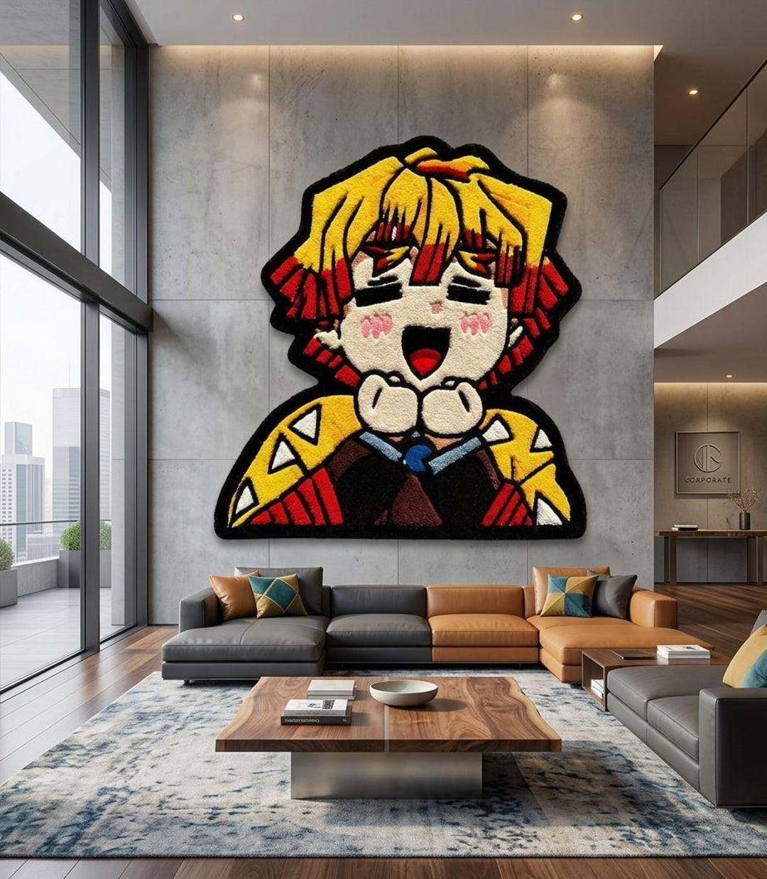 Zenitzu Rug Handmade Zenitsu Tufted Rug - Demon Slayer Anime Carpet for Gaming Room ...